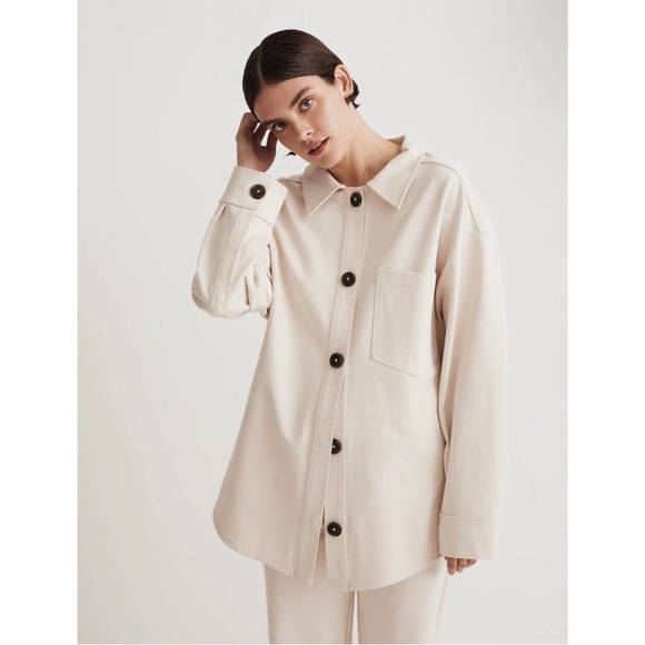 NEW WITH TAGS Madewell Vintage Ivory Ponte Oversized Shirt‎ Jacket Medium